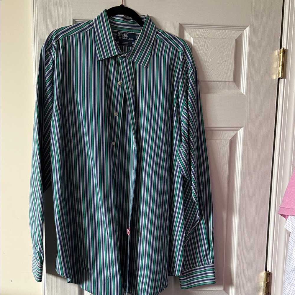 Polo by Ralph Lauren Green and Blue Striped Shirt